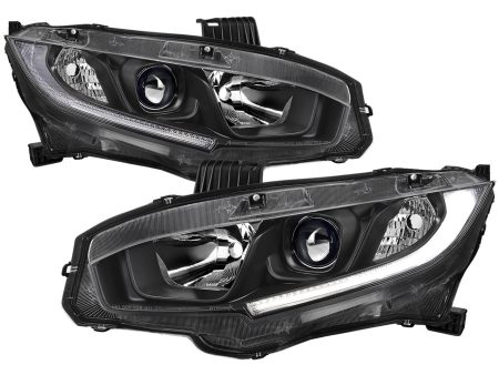 Spec-D Projector Headlights Honda Civic (2016-2021) OEM Factory Style w  LED Strip Supply