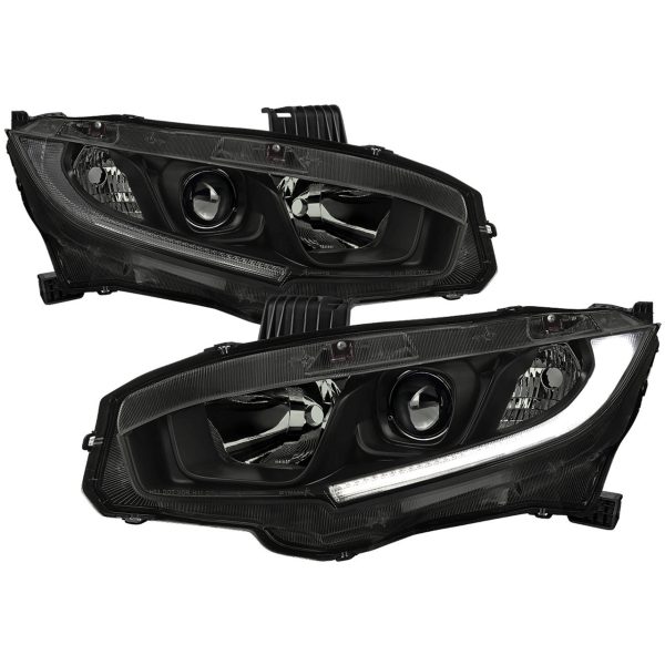 Spec-D Projector Headlights Honda Civic (2016-2021) OEM Factory Style w  LED Strip Supply