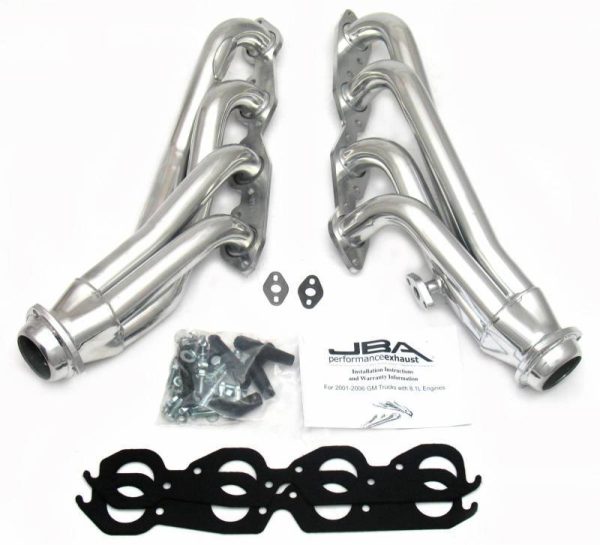 JBA Shorty Headers Chevy Silverado 8.1L V8 (01-03) CARB Smog Legal  1 3 4   - Silver Ceramic or Raw Finish Hot on Sale